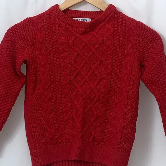 Boys Old Navy Red Cable Knit Sweater Size Small 6-7 EUC - Picture 3 of 7
